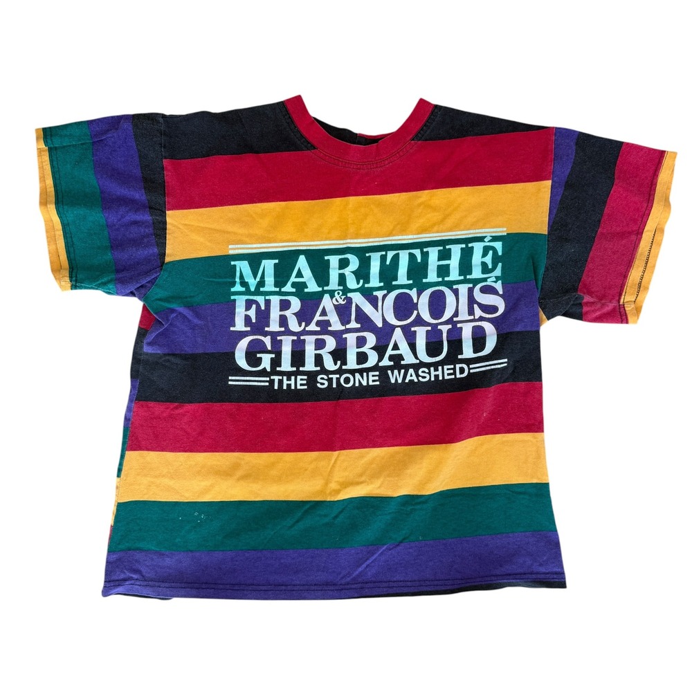Marithe Francois Girbaud T Shirt Striped Colorblock One Size Multi 90s 80s VTG